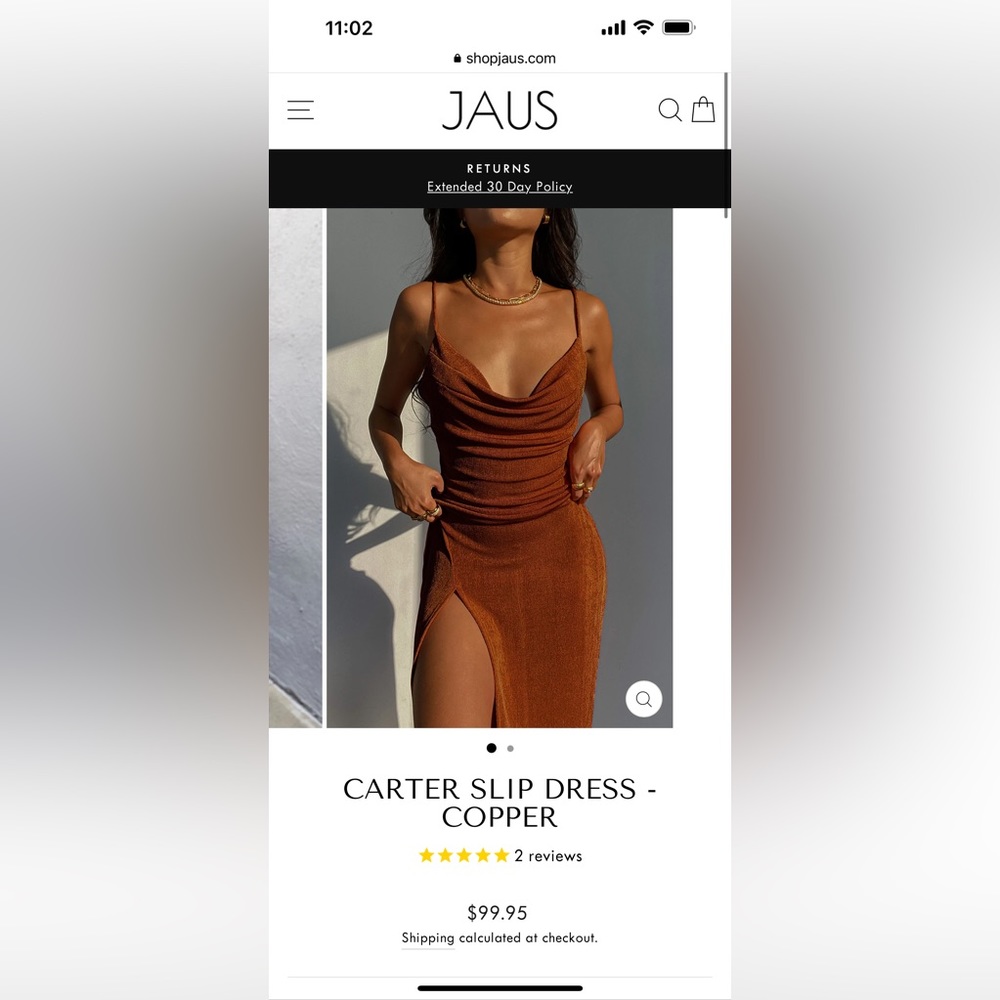 BRAND NEW - JUAS *BROWN* Carter Slip Dress